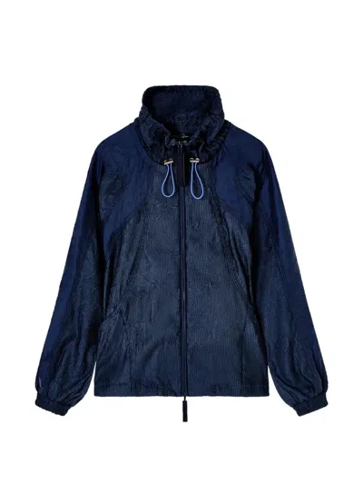 Giorgio Armani Crinkled-finish Zip-fastening Jacket In Blue