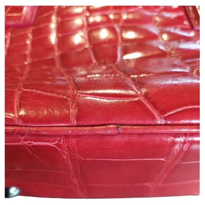 Pre-owned Giorgio Armani Crocodile Handbag Size Unique In Red