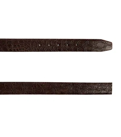 Giorgio Armani Crocodile Leather Belt In Brown