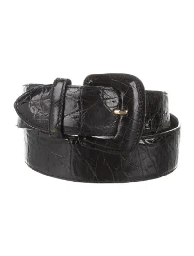 Pre-owned Giorgio Armani Crocodile Waist Belt In Black