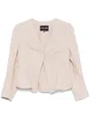 Giorgio Armani Cropped Sand Beige Jacket With Concealed Fastening And Rear Vent In Neutral