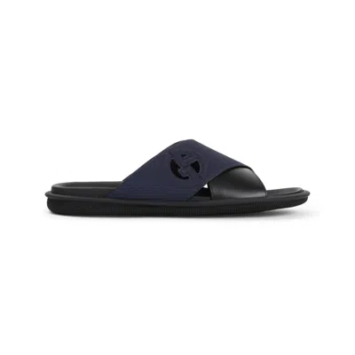 Giorgio Armani Logo Cross Sandals In Black