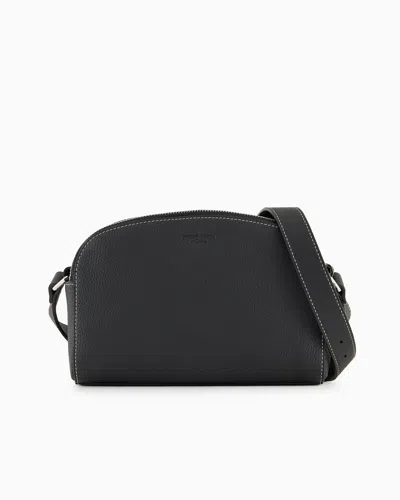 Giorgio Armani Crossbody Bag In Pebbled Leather In Black