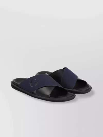 Giorgio Armani Crossed Leather Open Toe Sandals In Black