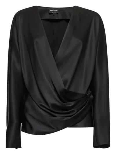Giorgio Armani Crossed-neckline Draped Blouse
