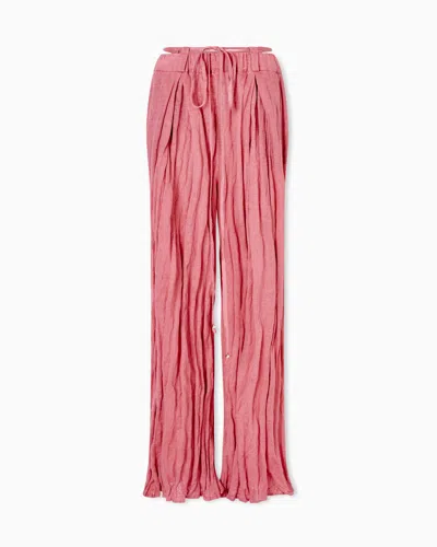 Giorgio Armani Crushed-effect Linen Jersey Trousers In Pink