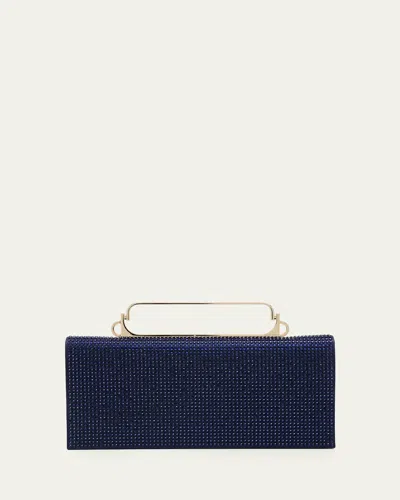Giorgio Armani Crystal Avenue Rhinestone & Satin Clutch Bag In Blue