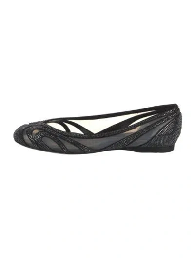 Pre-owned Giorgio Armani Crystal Ballet Flats In Black