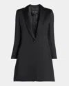 Giorgio Armani Crystal Button Silk Single-breasted Long Jacket In Solid Black