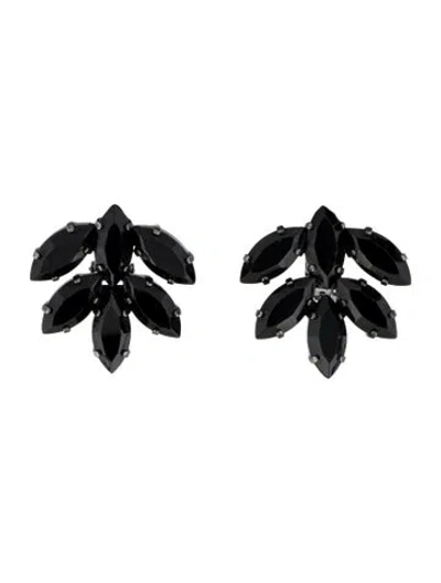 Pre-owned Giorgio Armani Crystal Clip-on Earrings In Black