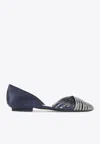Giorgio Armani Blue Viscose Ballerinas With Crystal Adornments In Silver