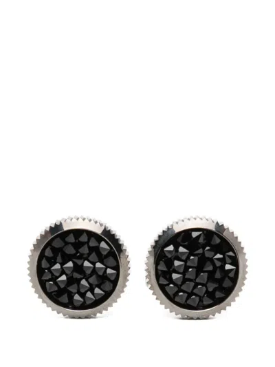 Giorgio Armani Crystal-embellished Cufflinks In Black