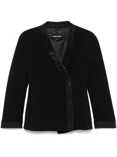 Giorgio Armani Crystal-embellished Jacket In Black
