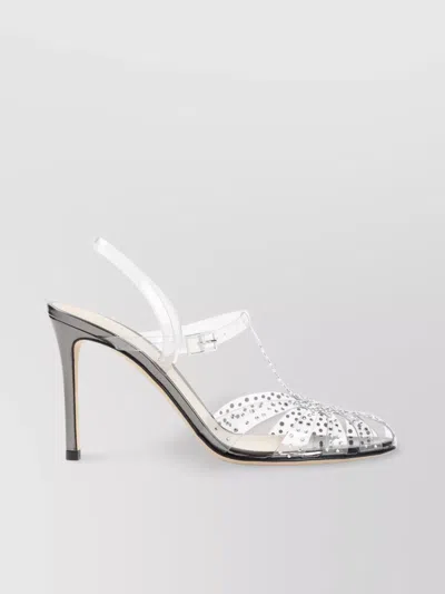 Giorgio Armani Crystal Embellished Leather Round Toe Pumps In Transparent+crystal