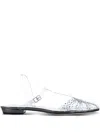 Giorgio Armani Embellished Pointed Toe Transparent Sandals In White