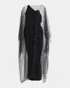 Giorgio Armani Crystal Embellished Sheer Long Cape In Solid Black