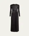 Giorgio Armani Crystal Sheer Midriff Jersey Gown In Black