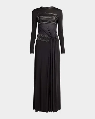 GIORGIO ARMANI CRYSTAL SHEER MIDRIFF JERSEY GOWN