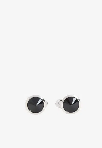 Giorgio Armani Crystal Stud Cufflinks In Black