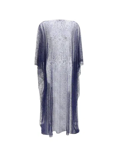 Giorgio Armani Long Tulle And Crystal-embellished Poncho In Silver