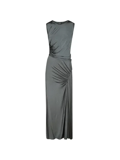 Giorgio Armani Crystal-embellished Ruched Maxi Dress In Blue