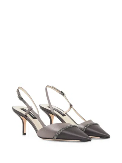 Giorgio Armani Crystal-embellished Slingback Pumps In Gray