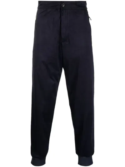 Giorgio Armani Cuffed Tapered-leg Trousers In Blau