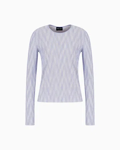 Giorgio Armani Cupro And Viscose Blend Crew-neck Jumper In Blue