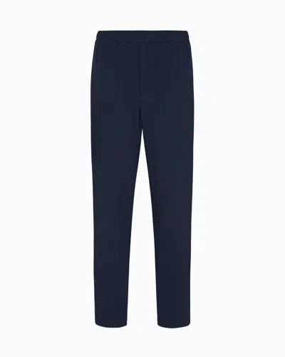 Giorgio Armani Cupro And Viscose Flat-front Trousers With A Micro Chevron Motif