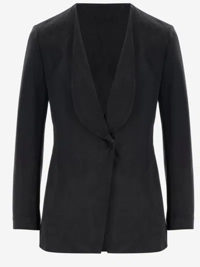 Giorgio Armani Cupro Interlock Jacket In Grey