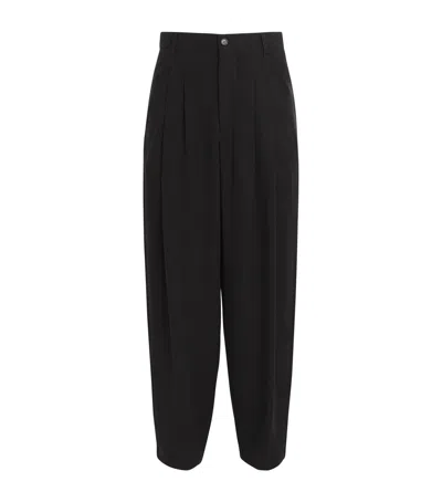Giorgio Armani Cupro Relaxed Tailored Trousers In Black