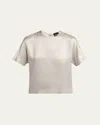 Giorgio Armani Crewneck Blouse In Viscose And Cupro In Silver
