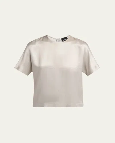 GIORGIO ARMANI CUPRO SHORT-SLEEVE BLOUSE