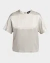 Giorgio Armani Crewneck Blouse In Viscose And Cupro In Silver