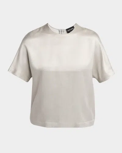 GIORGIO ARMANI CUPRO SHORT-SLEEVE BLOUSE