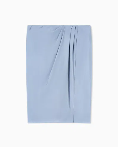 Giorgio Armani Curved Midi Skirt Asv In Blue