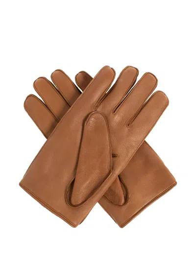 Giorgio Armani Cutout Gloves In Brown