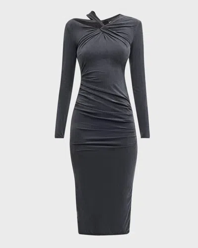 Giorgio Armani Cutout Viscose Jersey Body-con Midi Dress In Grey