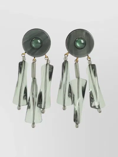 Giorgio Armani Dangling Geometric Marble Earrings In Green