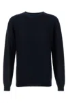 Giorgio Armani Cashmere Blend Crew Neck Sweater With Textured Pattern In Blue