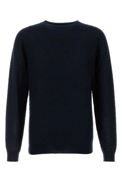 GIORGIO ARMANI DARK BLUE CASHMERE BLEND SWEATER