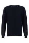 Giorgio Armani Cashmere Blend Crew Neck Sweater With Textured Pattern In Blue