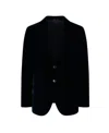 Giorgio Armani Dark Blue Double-breasted Blazer In Black