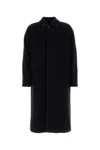 Giorgio Armani Long Wool Blend Coat With Side Pockets In Black