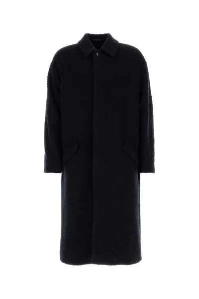 GIORGIO ARMANI DARK BLUE WOOL BLEND COAT
