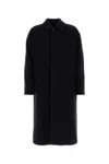 Giorgio Armani Long Wool Blend Coat With Side Pockets In Black