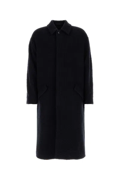 GIORGIO ARMANI GIORGIO ARMANI DARK BLUE WOOL BLEND COAT