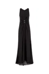 Giorgio Armani Dark Brown Crepe Long Dress In Black