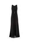 Giorgio Armani Beaded-ring Silk Georgette Backless Gown In Black