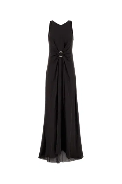 GIORGIO ARMANI GIORGIO ARMANI DARK BROWN CREPE LONG DRESS